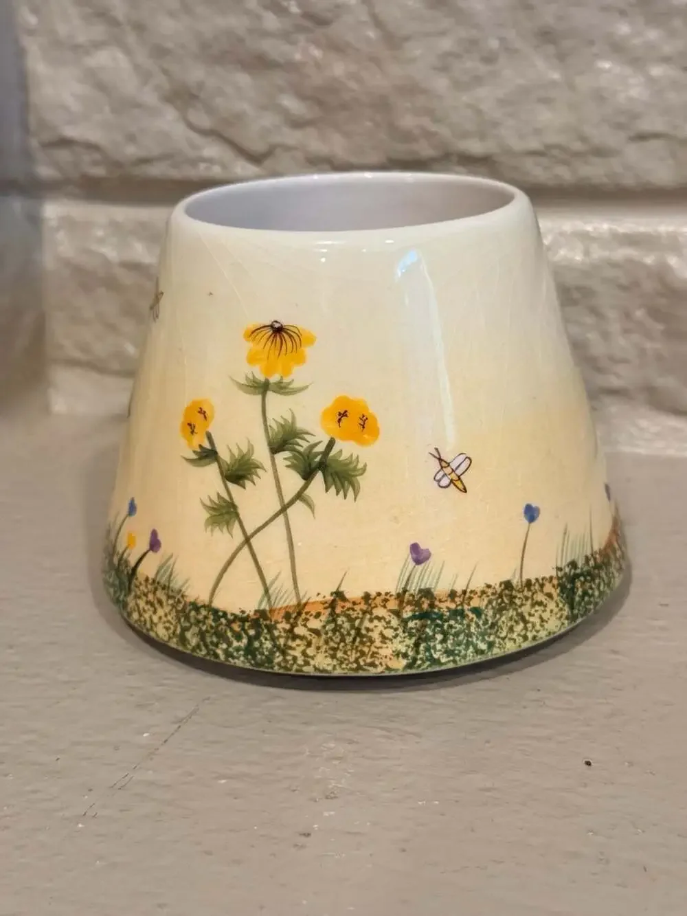 Home Interiors Floral and Butterfly Ceramic Jar Candle Shade Topper